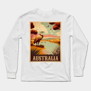 Australia Billabong Vintage Travel Art Poster Long Sleeve T-Shirt